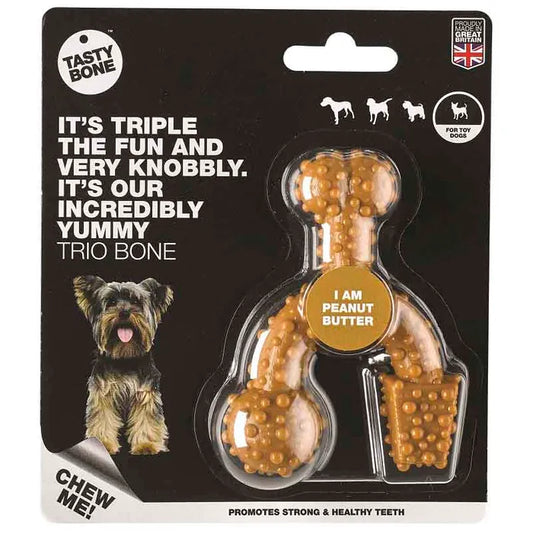 Tasty Bone Nylon Trio Bone For Dogs - Peanut Butter