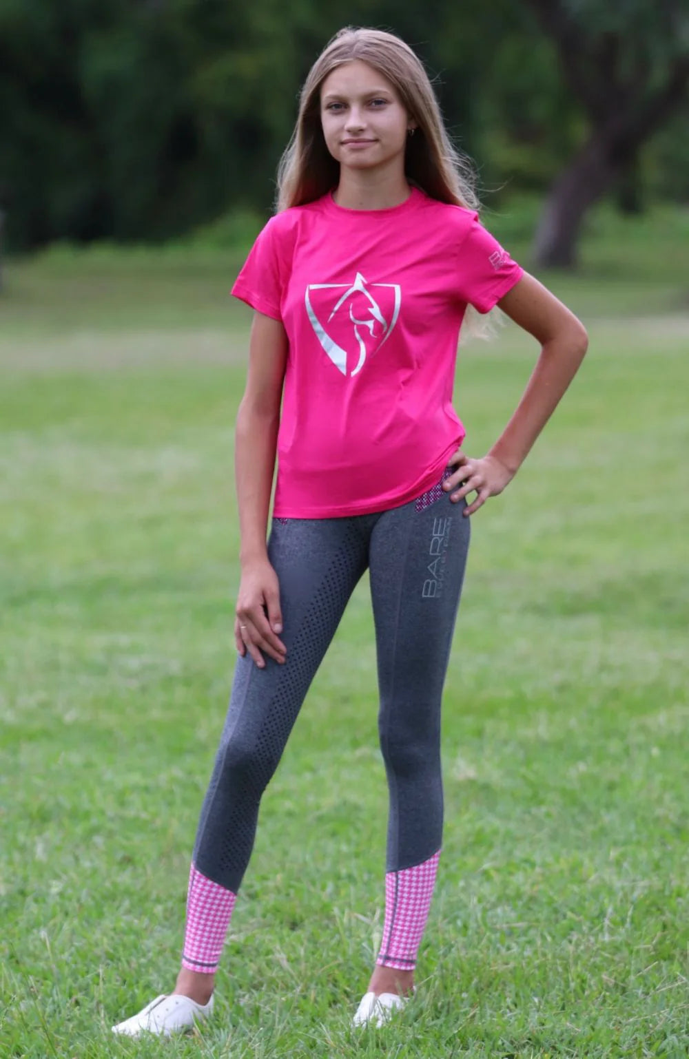 BARE - Youth BARE Silver Logo T-Shirt - Dark Pink