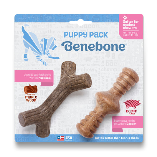 Benebone Puppy 2 Pack Maplestick/Zaggler Bacon