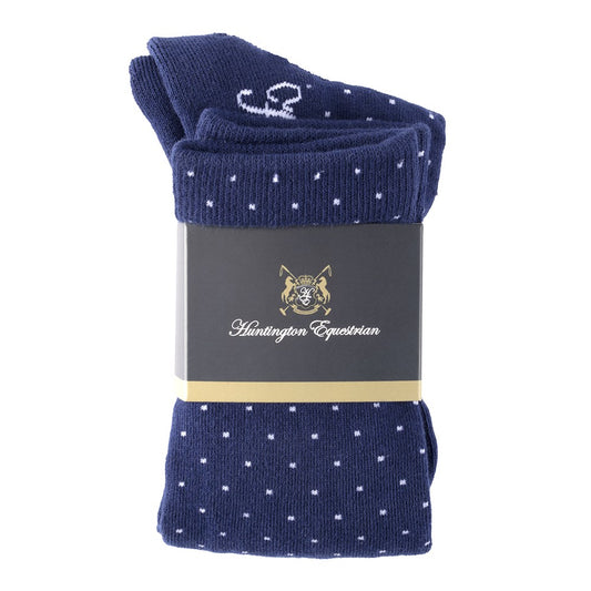 Huntington Knee High Riding Socks - Navy/Polka Dot