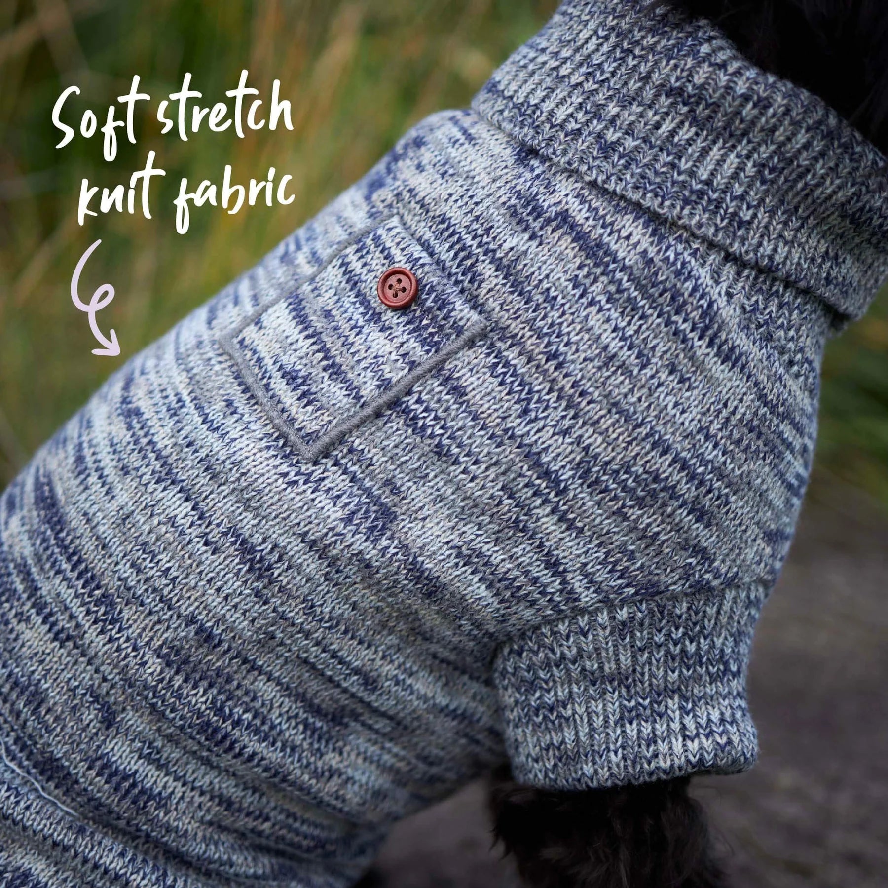 Hazy Grey Roll Neck Dog Jumper