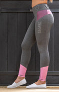 Load image into Gallery viewer, BARE Performance Riding Tights - Grey with Pink Houndstooth
