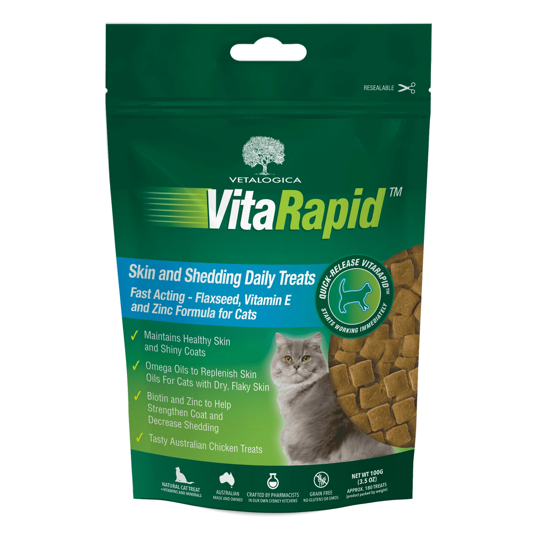 VitaRapid Skin and Shedding Cat Treats 100g