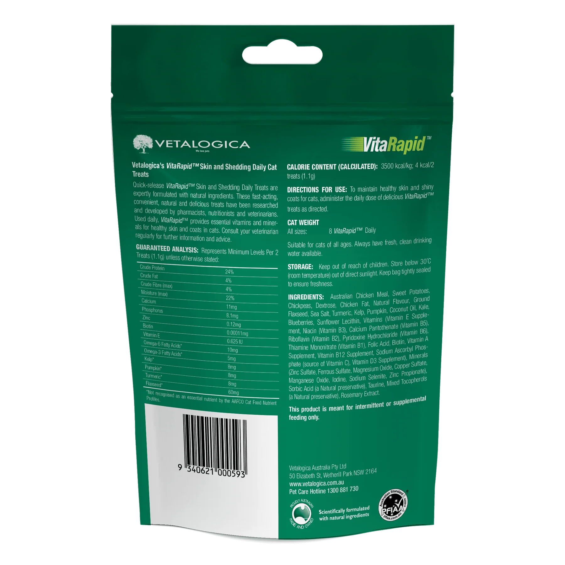 VitaRapid Skin and Shedding Cat Treats 100g