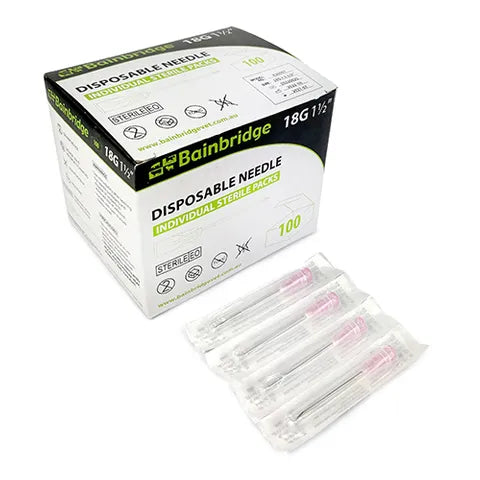 Bainbridge - Disposable Needles Box of 100 - 18G x 1 1/2"