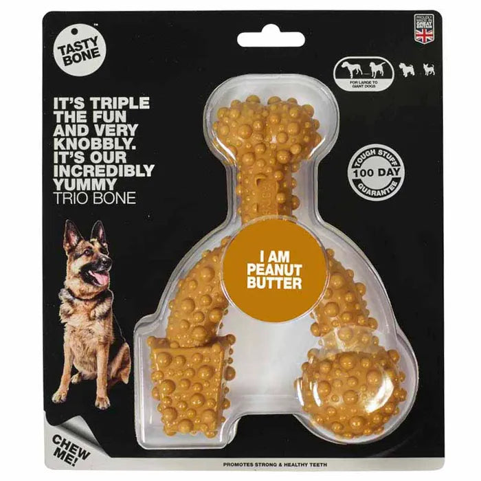 Tasty Bone Nylon Trio Bone For Dogs - Peanut Butter