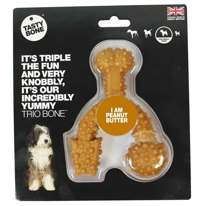 Tasty Bone Nylon Trio Bone For Dogs - Peanut Butter