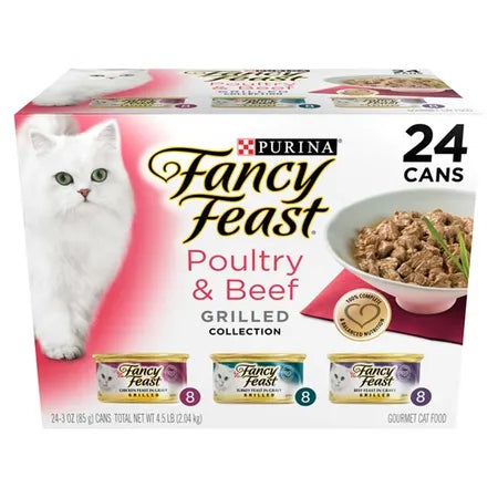Fancy Feast Variety Pack Poultry & Beef Grill Cat Food Can 85gx24