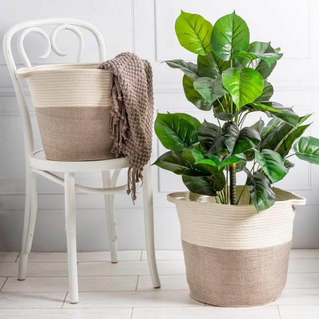 Phuket Woven Planter White & Grey