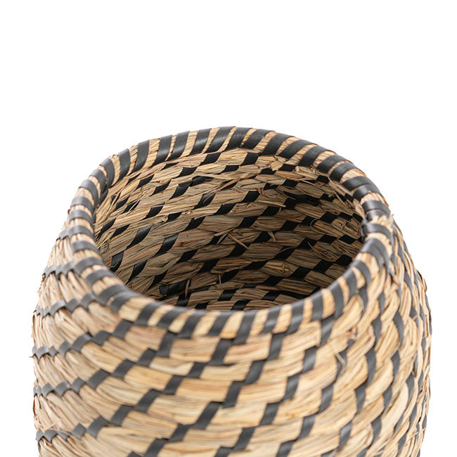 Palau Seagrass Woven Planter Belly Black