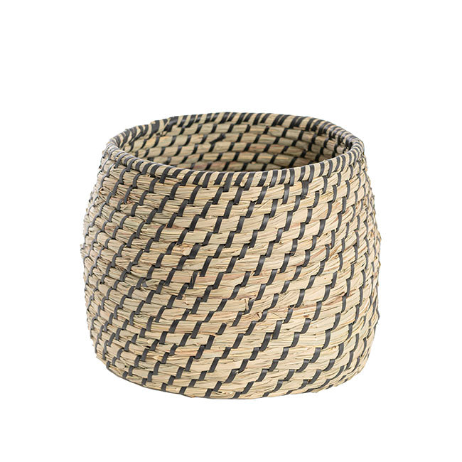 Palau Seagrass Woven Planter Belly Black