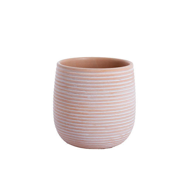 Ceramic Belly Ribbed Round Pot