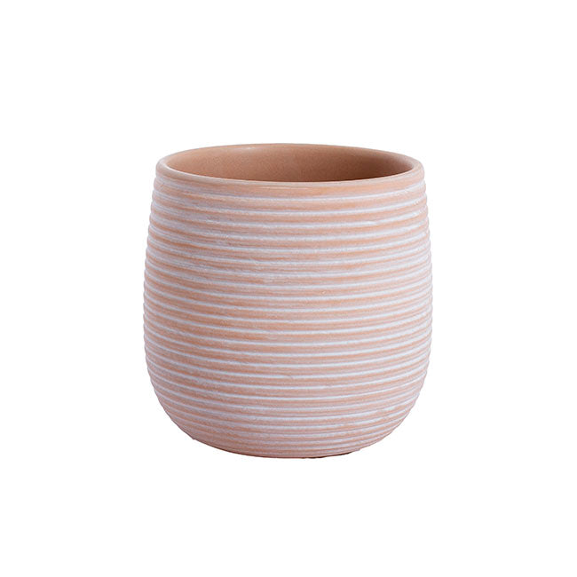 Ceramic Belly Ribbed Round Pot