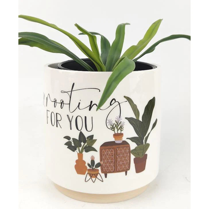 Im Rooting For You Pun Planter Beige & Green